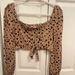 Trendy Tan Polka Dot Women's Skirt Set